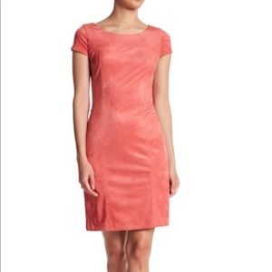 Nanette Lepore coral salmon faux suede shift dress